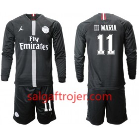 Paris Saint-Germain Fodboldtrøjer DI MARIA 11 Jodan Sort Børn 3. sæt 2018/19 Langærmet